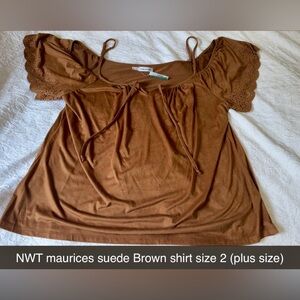 NWT Maurices Brown Suede Top
